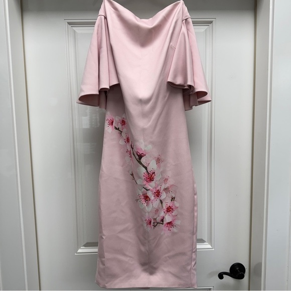 TED BAKER CALINDA SOFT BLOSSOM BARDOT DRESS PINK - Picture 12 of 14